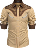 COOFANDY Men's Western Cowboy Embroidered Button Down Shirt