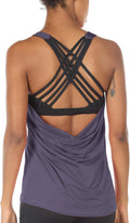 icyzone Women's Open Back Workout Yoga Tank Top - Built-In Bra sports