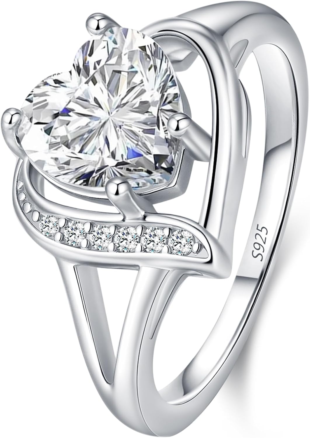 Engagement Rings for Women with Heart-Shaped Moissanite Sparkle
