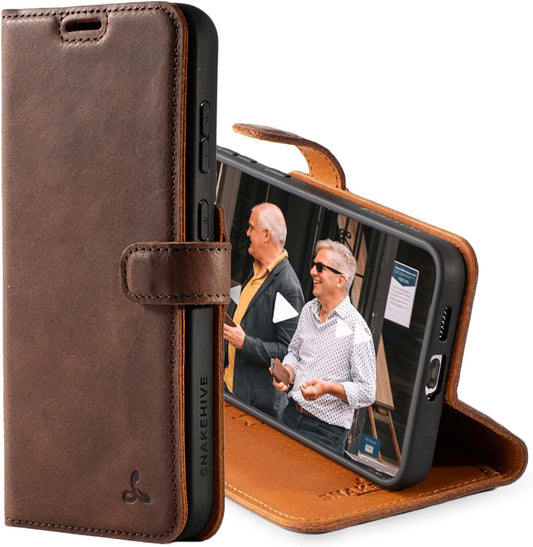 Snakehive Leather Wallet Case for Samsung Galaxy S25 Plus - Brown