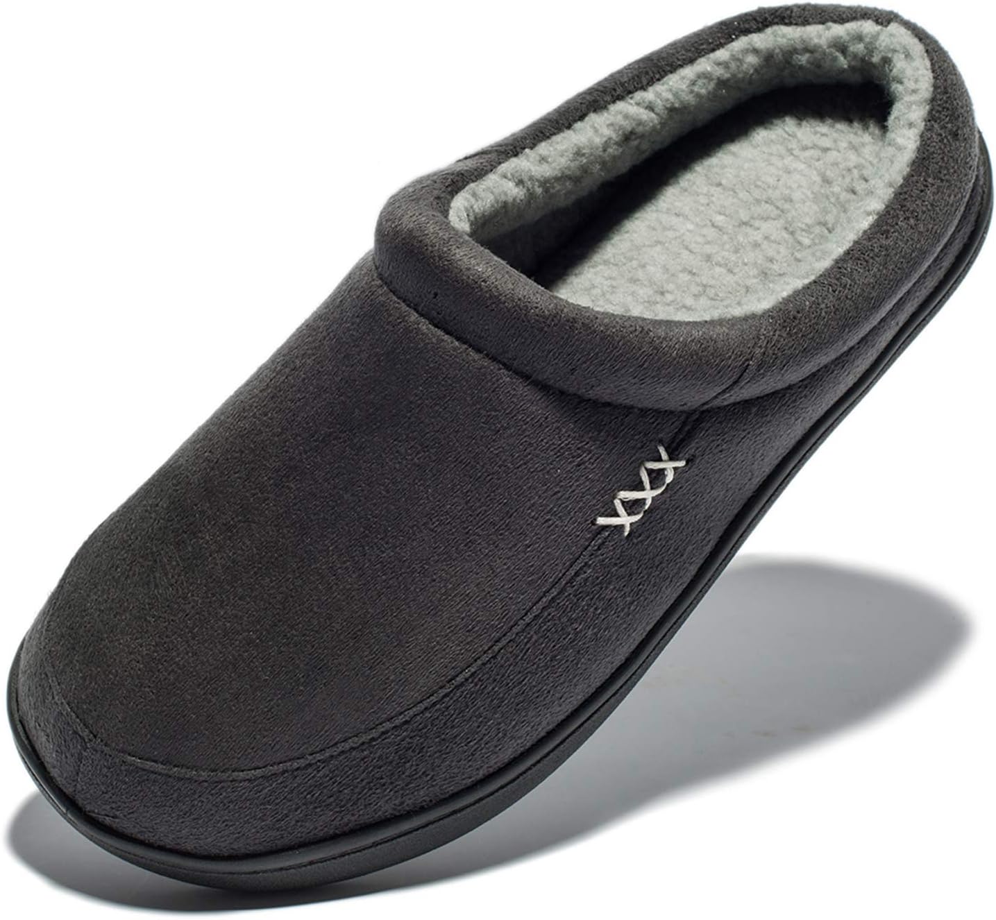 NewDenBer Men's Warm Memory Foam Suede Plush Clog Slippers