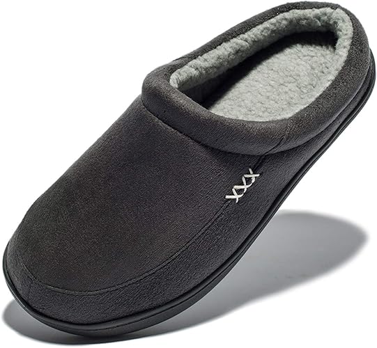 NDB Men's Warm Memory Foam Suede Plush Shearling Lined Clogs