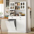 68 Tall Kitchen Pantry Cabinet with Hidden Trash & Hutch