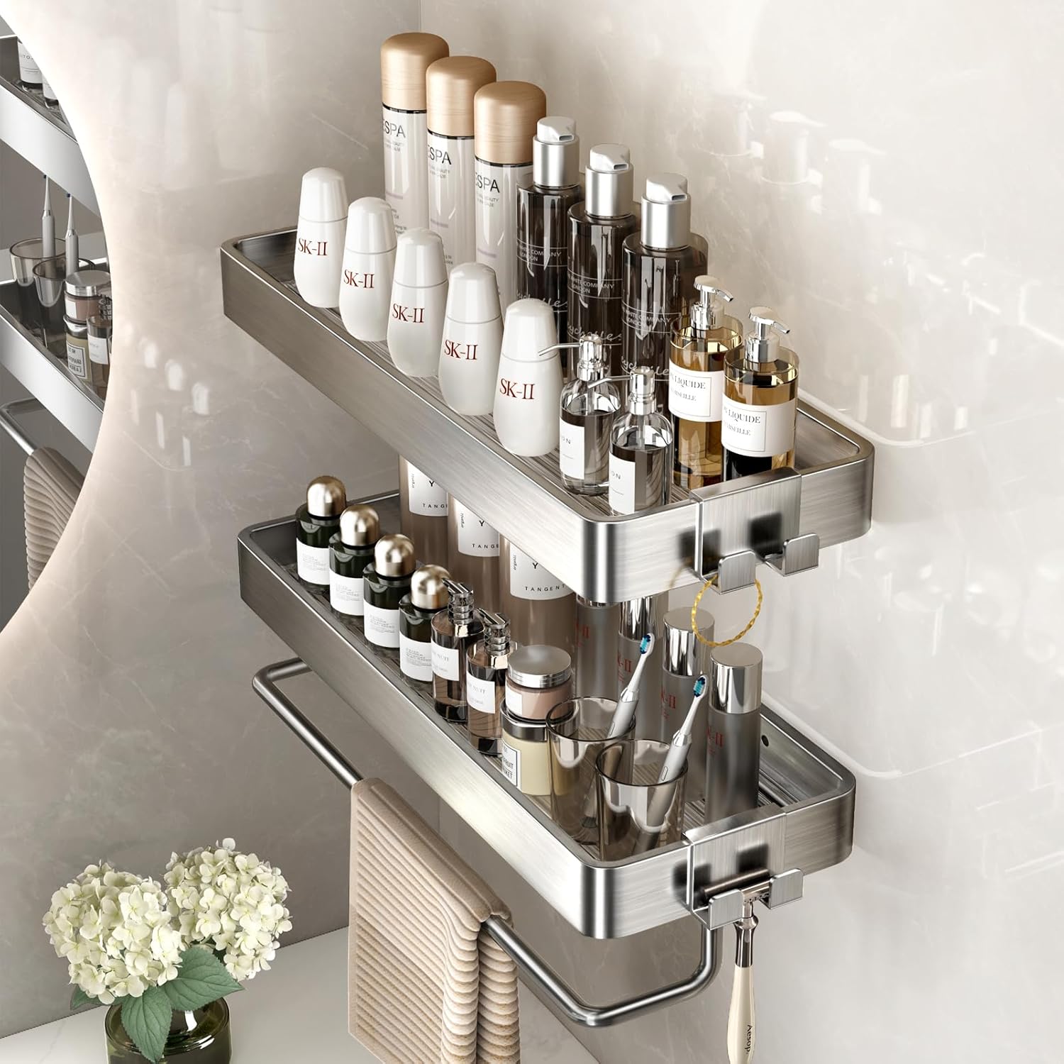 VOLPONE Stainless Steel Wall Mounted Bathroom Shelves for Style