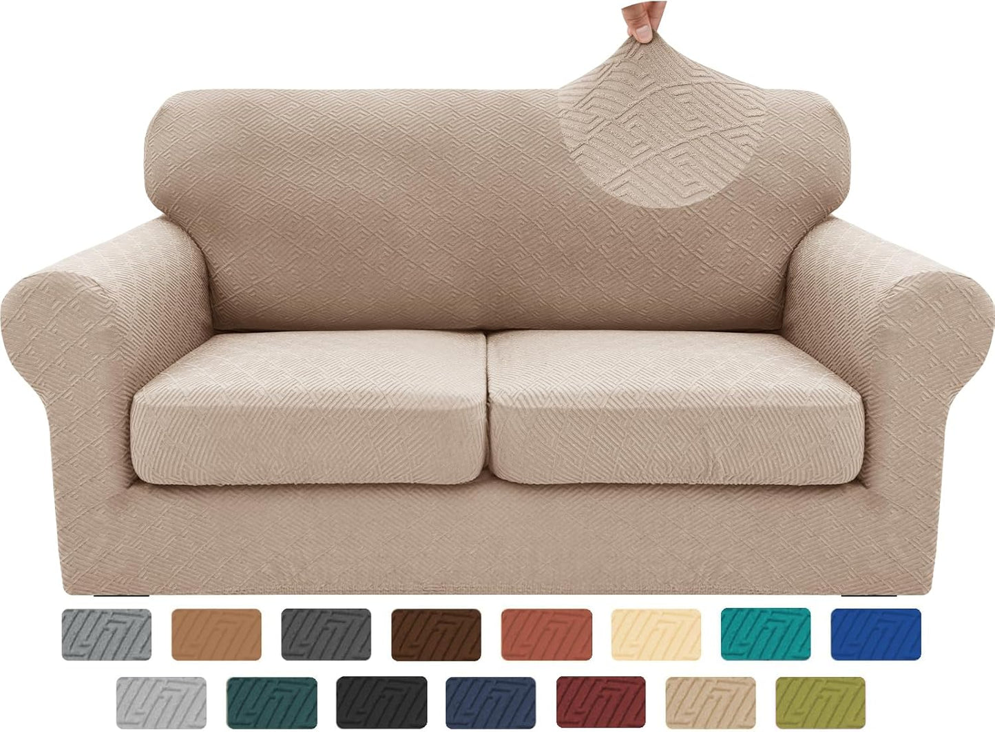 XINEAGE 3 Pieces Couch Covers for 2 Cushion Sofa Slipcover