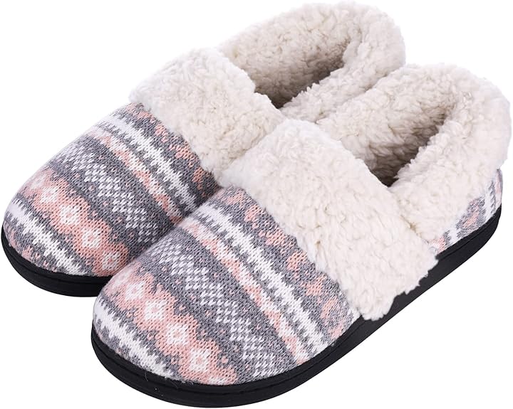 Evshine Fuzzy House Slippers for Women with Rubber Sole Comfort