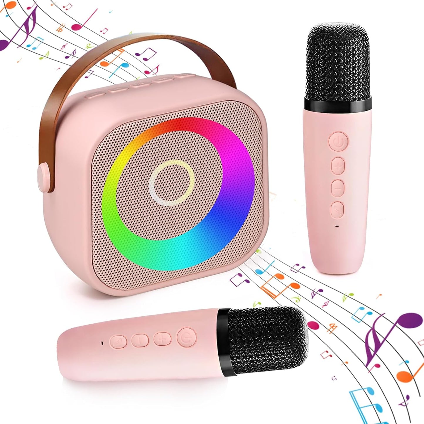 Portable Bluetooth Karaoke Speaker with 2 Wireless Mics