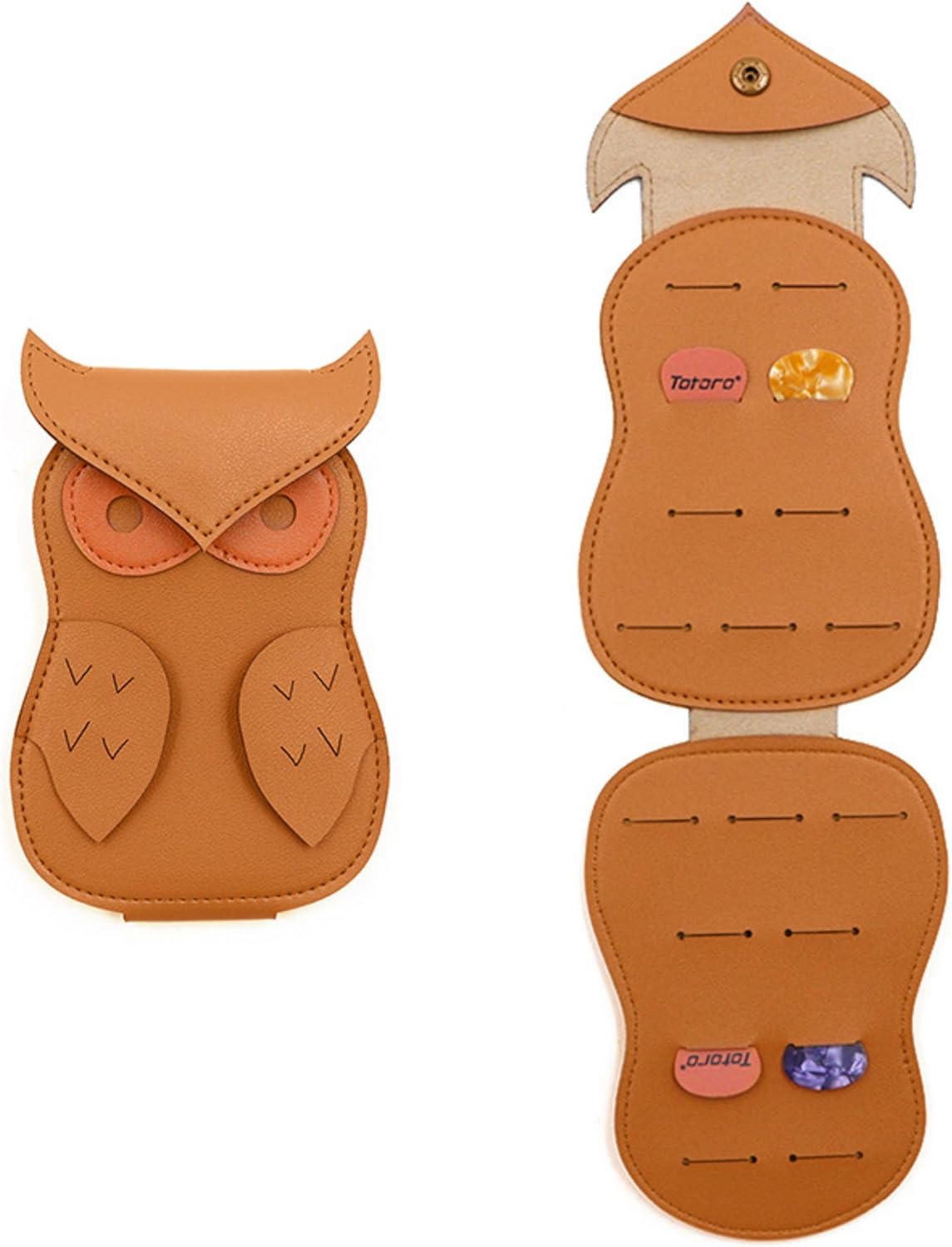 Night Owl Leather Guitar Pick Case - Chic 18 Picks Organizer