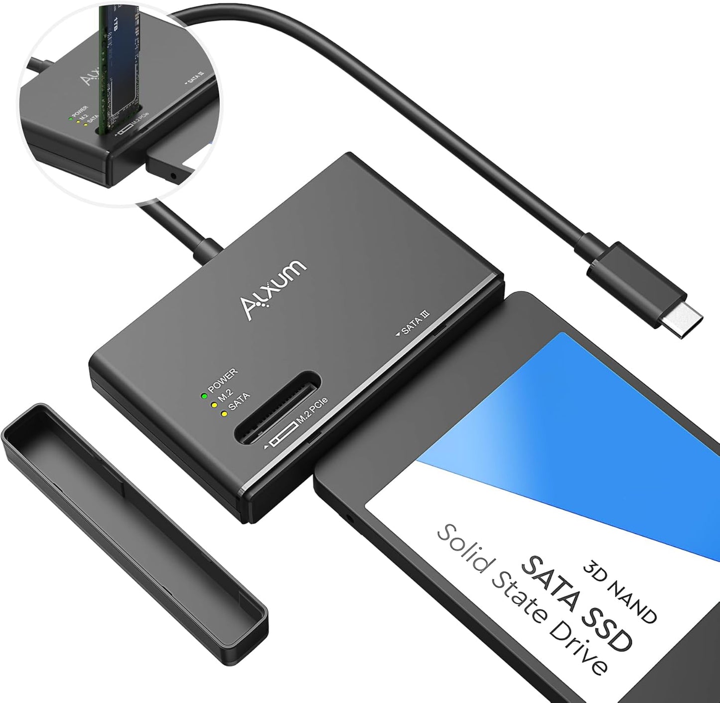 M.2 NVMe SATA HDD Enclosure for Fast Data Transfer and Storage