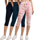Women's Ultra Soft Capri Joggers 3-Pack - Comfortable Fit Real