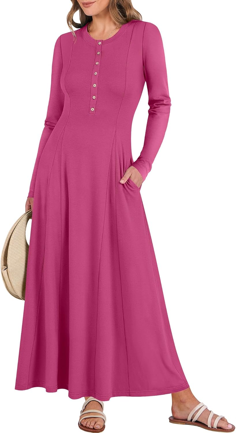 ANRABESS Women's Long Sleeve Maxi Dress for Fall 2025 Trends