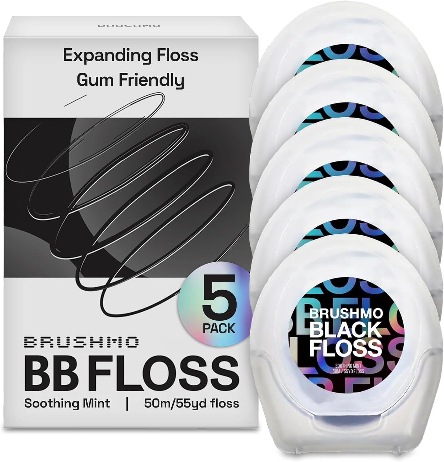 Brushmo Black Floss - Expanding Vegan Dental Floss for Plaque