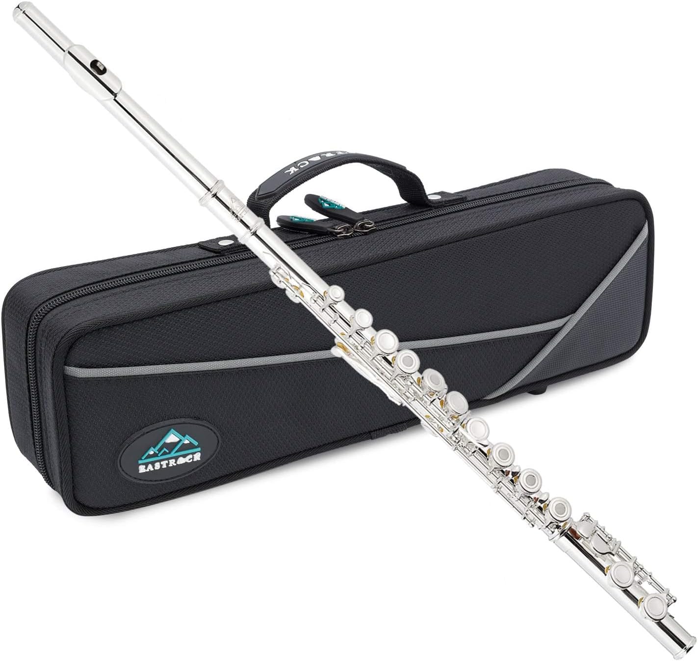 EASTROCK Open Hole Flute C 16 Keys Silver Plated for Beginners