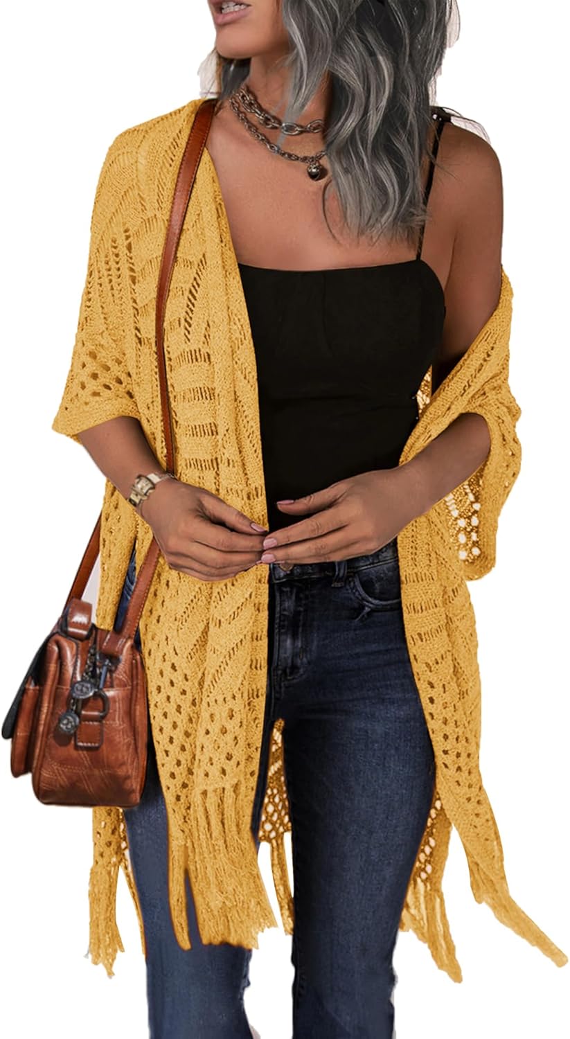 HOTOUCH Womens Knit Cardigan Open Front Lightweight Kimonos