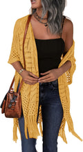 Womens Knit Cardigan Open Front Tassel Crochet - Viscose Knit