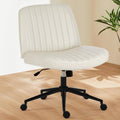 Sweetcrispy Criss Cross Armless Office Chair - Wide PU Leather Seat