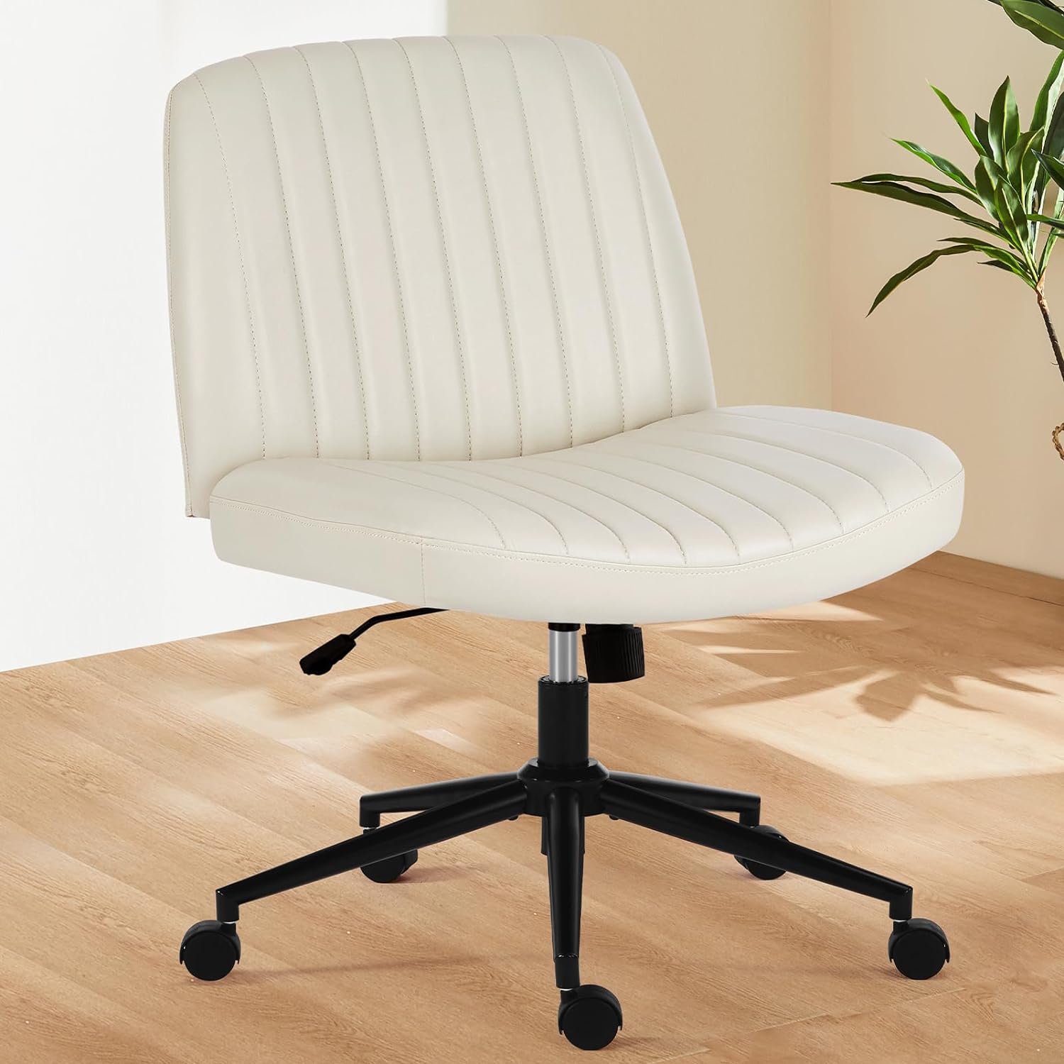 Sweetcrispy Criss Cross Armless Office Desk Chair with Wheels