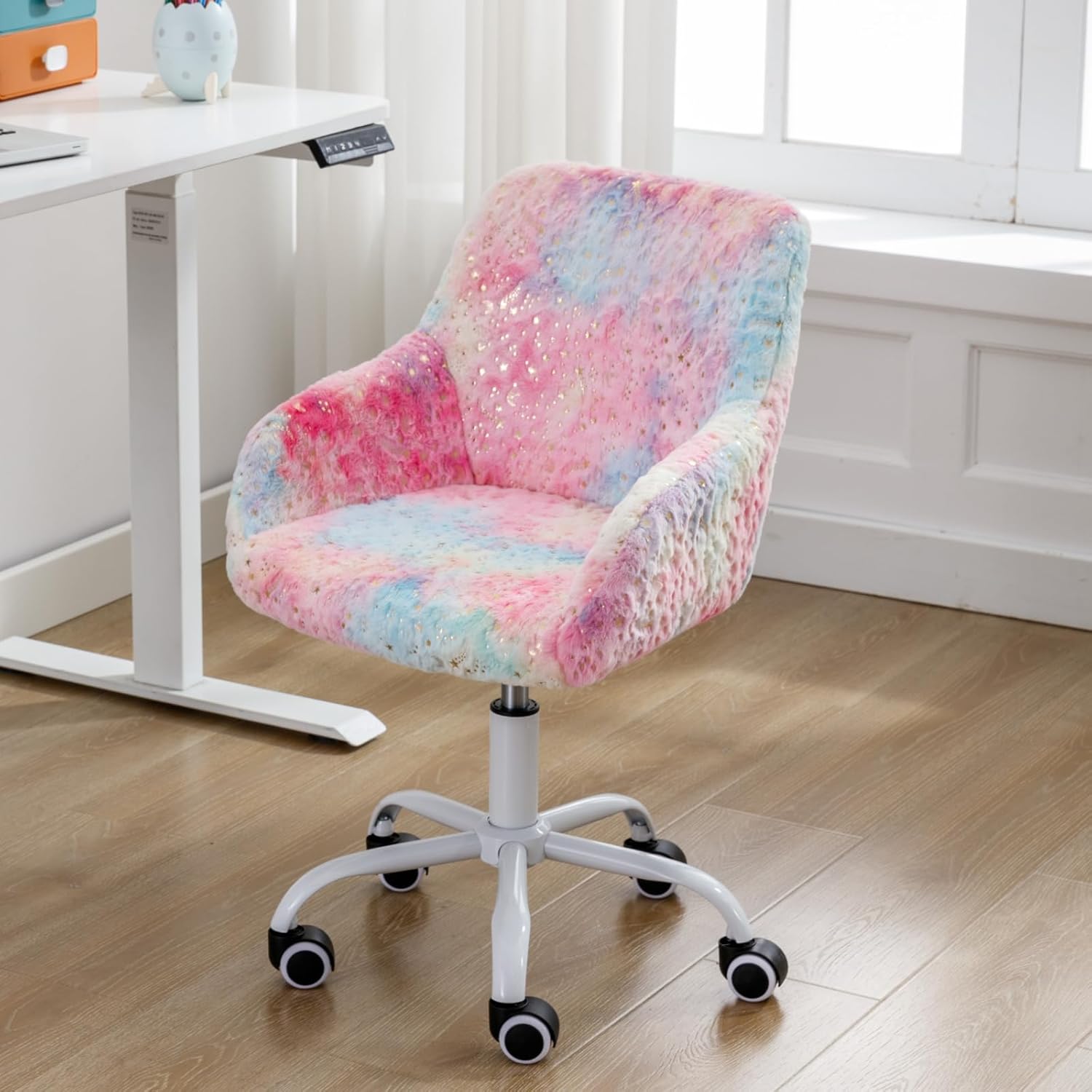 Cute Swivel Kids Study Chair with Adjustable Faux Fur - Ya-Home