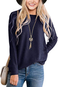 Waffle Knit Crew Neck Pullover Sweater - Warm Everyday Comfort
