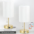2 Sets Table Lamps with USB Ports - Minimalist Bedside Lamps