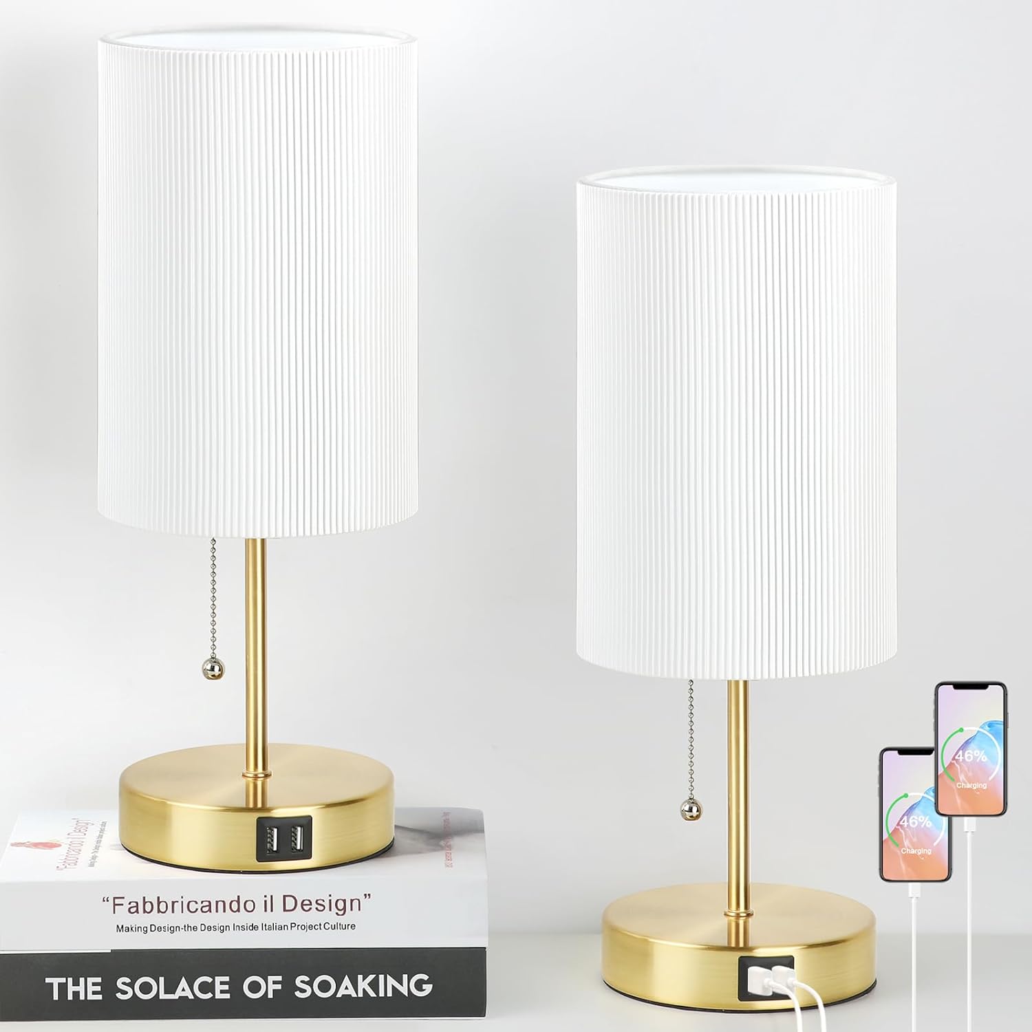 Minimalist Table Lamps with USB Ports for Bedroom and Living Room