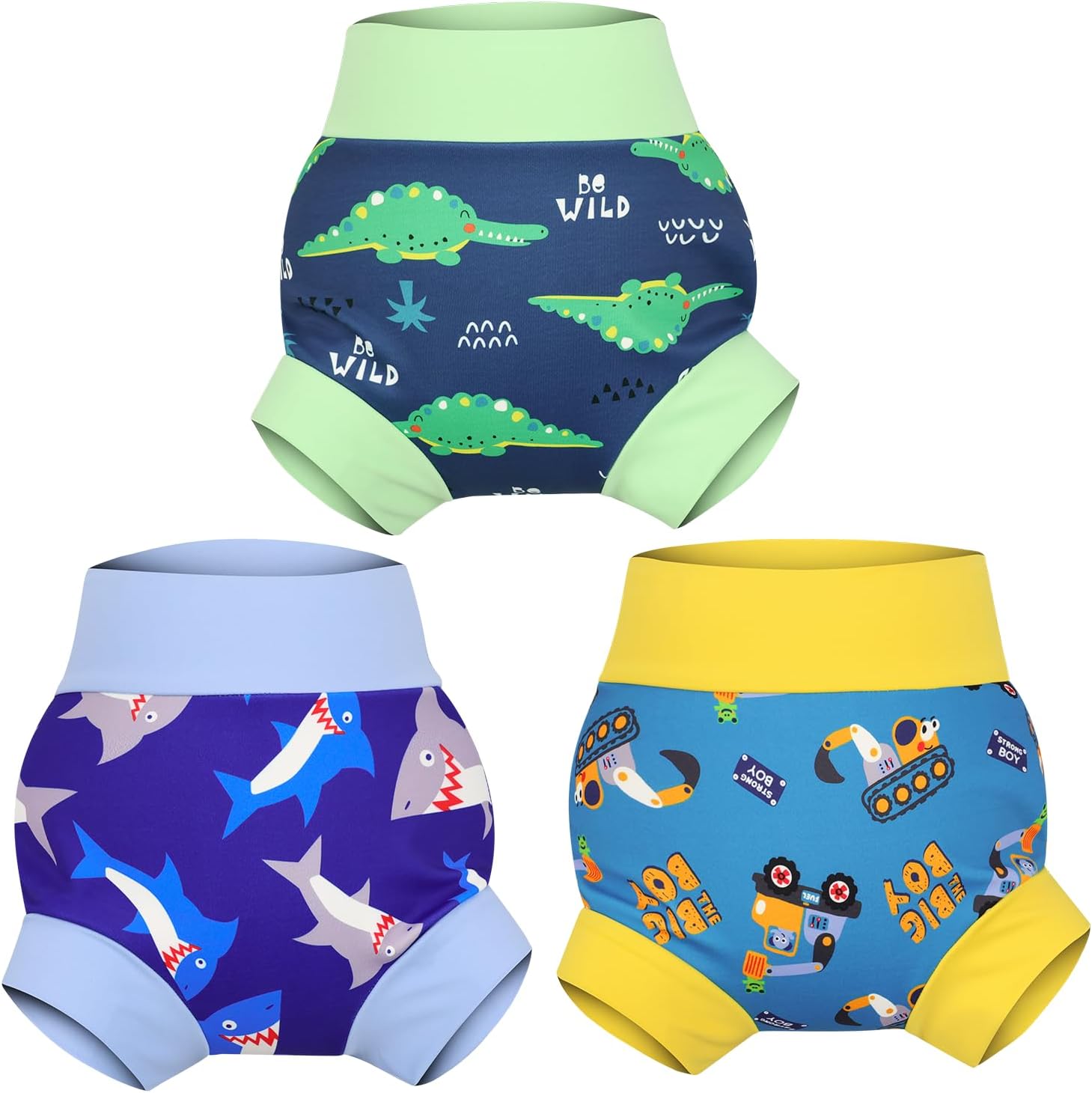 MOEMOE Baby Reusable Swim Diapers 3Pcs for Comfortable & Waterproof Boys 3T