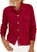 PRETTYGARDEN Women's Long Sleeve Knitted Button Down Cardigan Jewelry