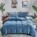 Blue Velvet Queen Comforter Set - Soft Fluffy Lake Blue Comforter