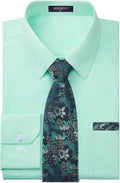 Men's Long Sleeve Dress Shirt and Tie Set - Classic Formal Look