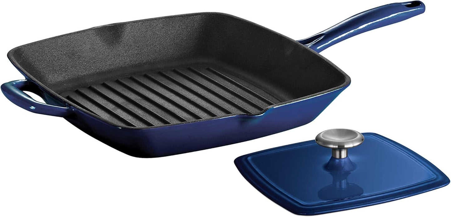 Tramontina Bestow Enameled Cast Iron Grill Pan with Press, 11-in
