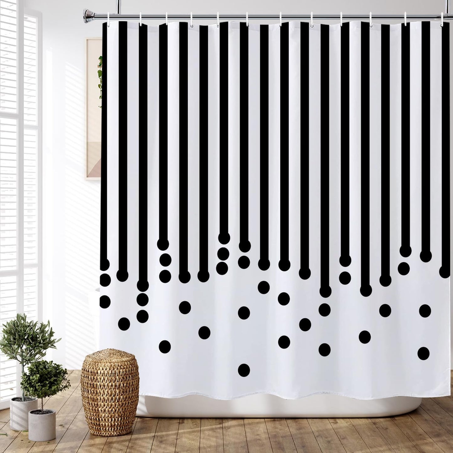 Waterproof Modern Striped Shower Curtain 72x72