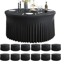 12 Pack Black Round Spandex Tablecloth for 60 in Table - Fitted Event