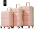 Merax Luggage 3 Piece Set with USB Port and Cup Holder
