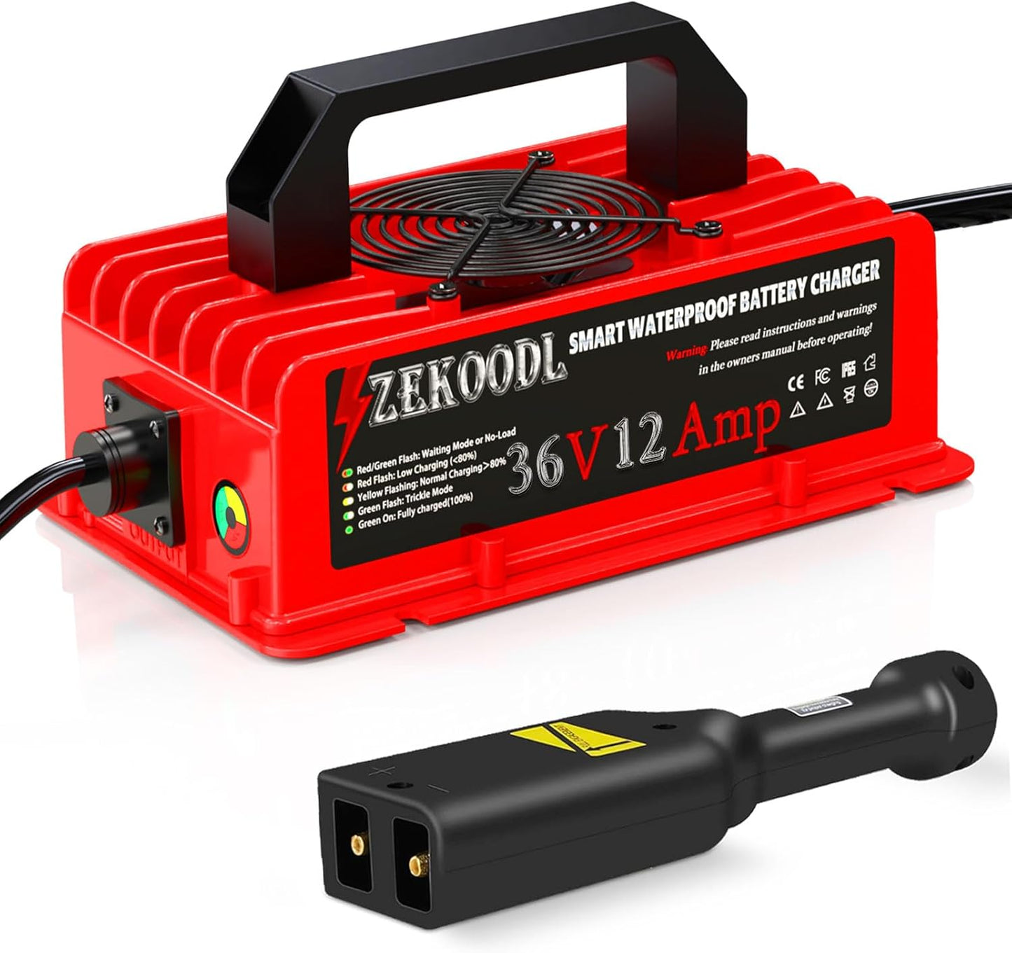 Fast Charge 36V Golf Cart Charger for EZGO TXT, Smart Trickle, 16FT Cable