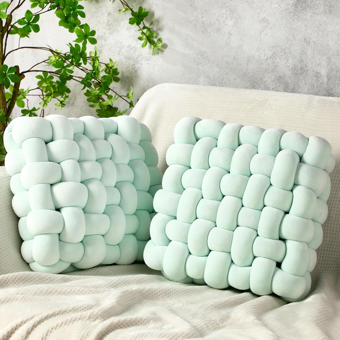Wenqik Knot Pillows 2 Pcs Soft Accent Cushions for Home Decor