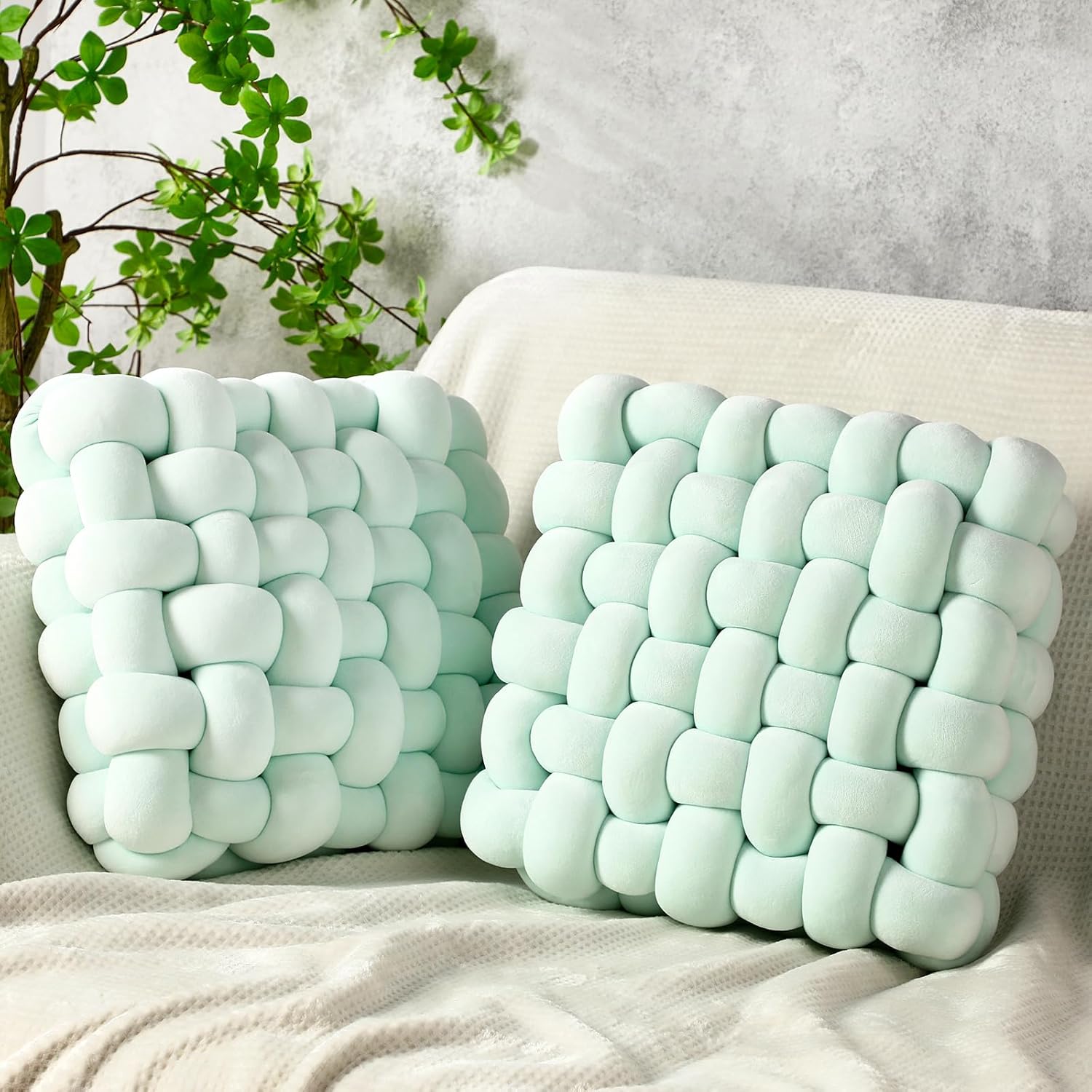 Wenqik Knot Pillows 2 Pcs Soft Accent Cushions for Home Decor
