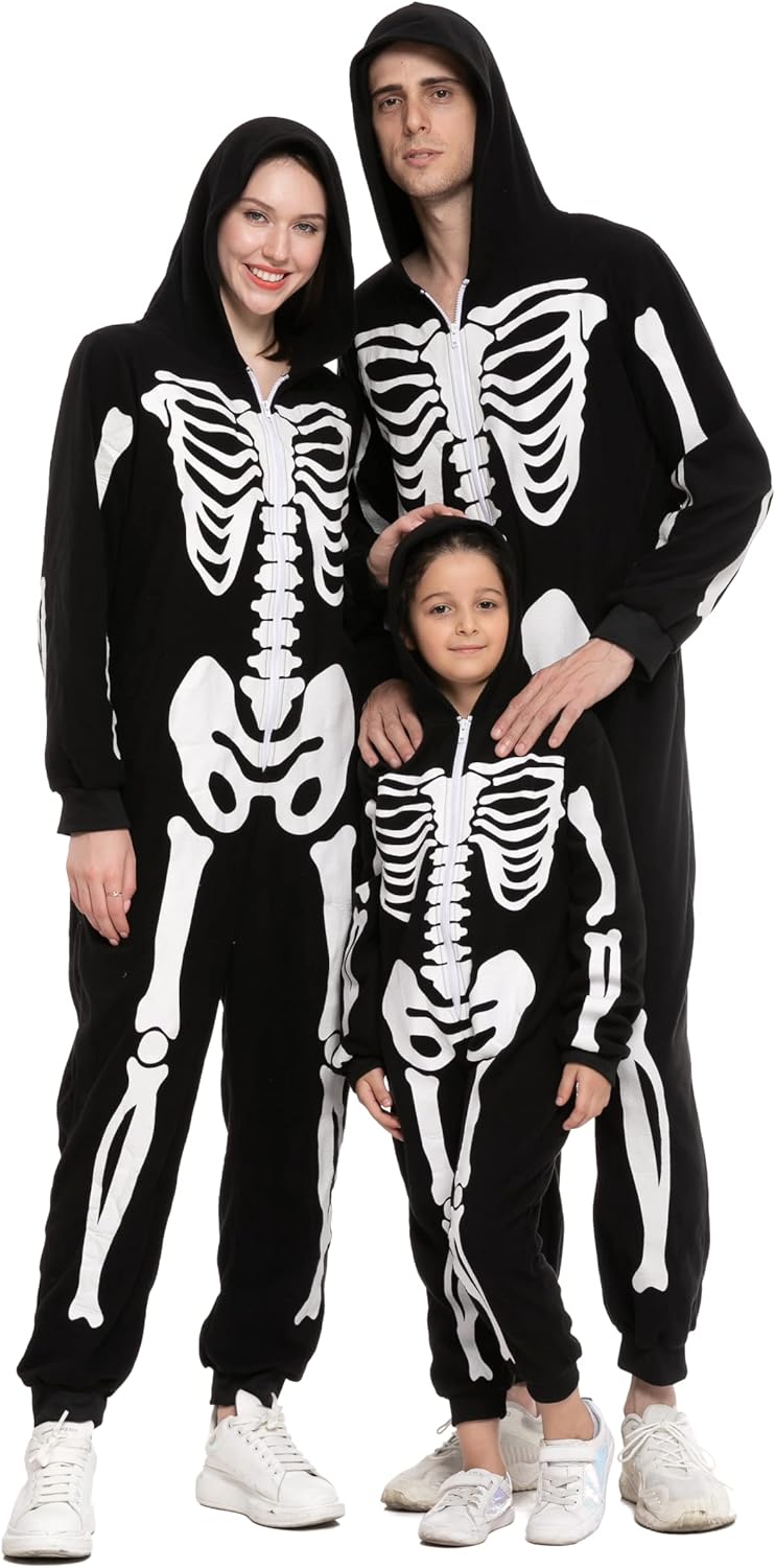 Family Matching Skeleton Pajama for Halloween Cosplay Fun