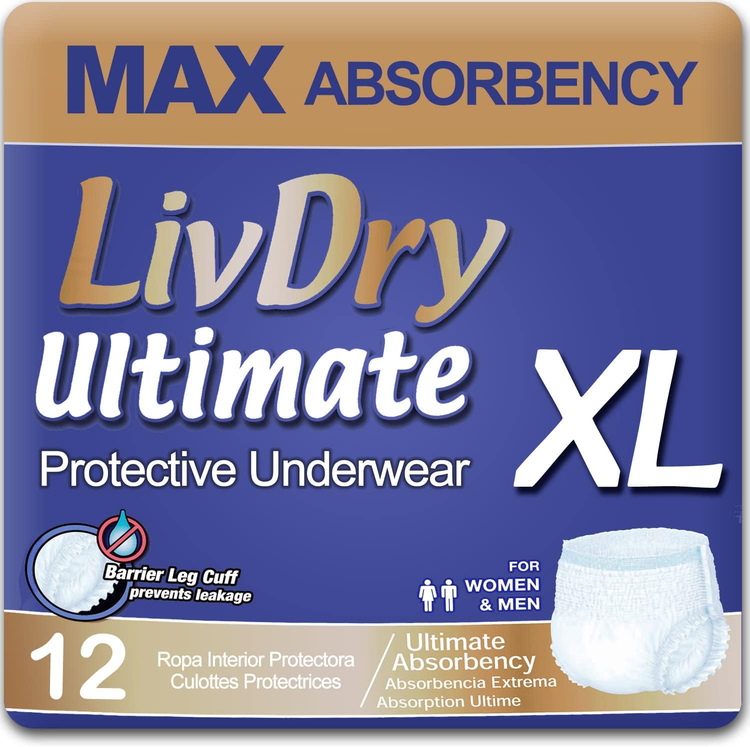 Super Absorbent LivDry XL Incontinence Underwear
