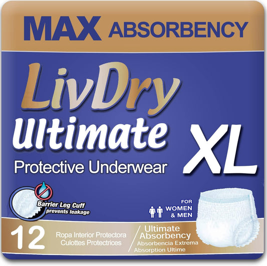 LivDry Ultimate XL Adult Incontinence Underwear for Comfort