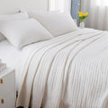 Queen Quilt Set 90in x 90in Ivory - Soft Washed All-Season Quilt