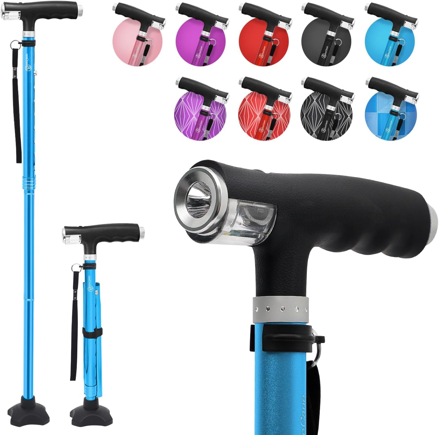 BeneCane Walking Cane with LED Lights and Adjustable Height
