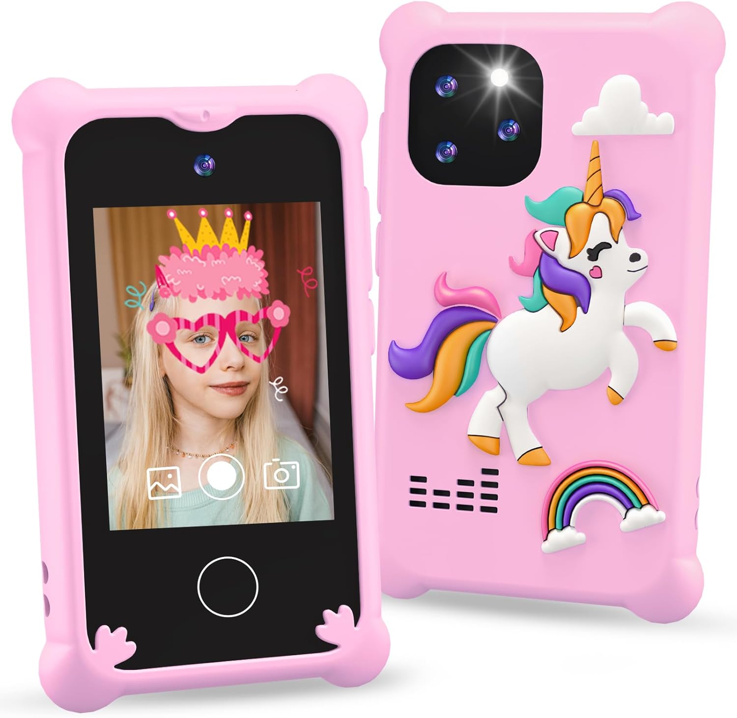 Kids Unicorn Phone: Dual Camera, Music Player, SD Card - Perfect Gift for Girls!