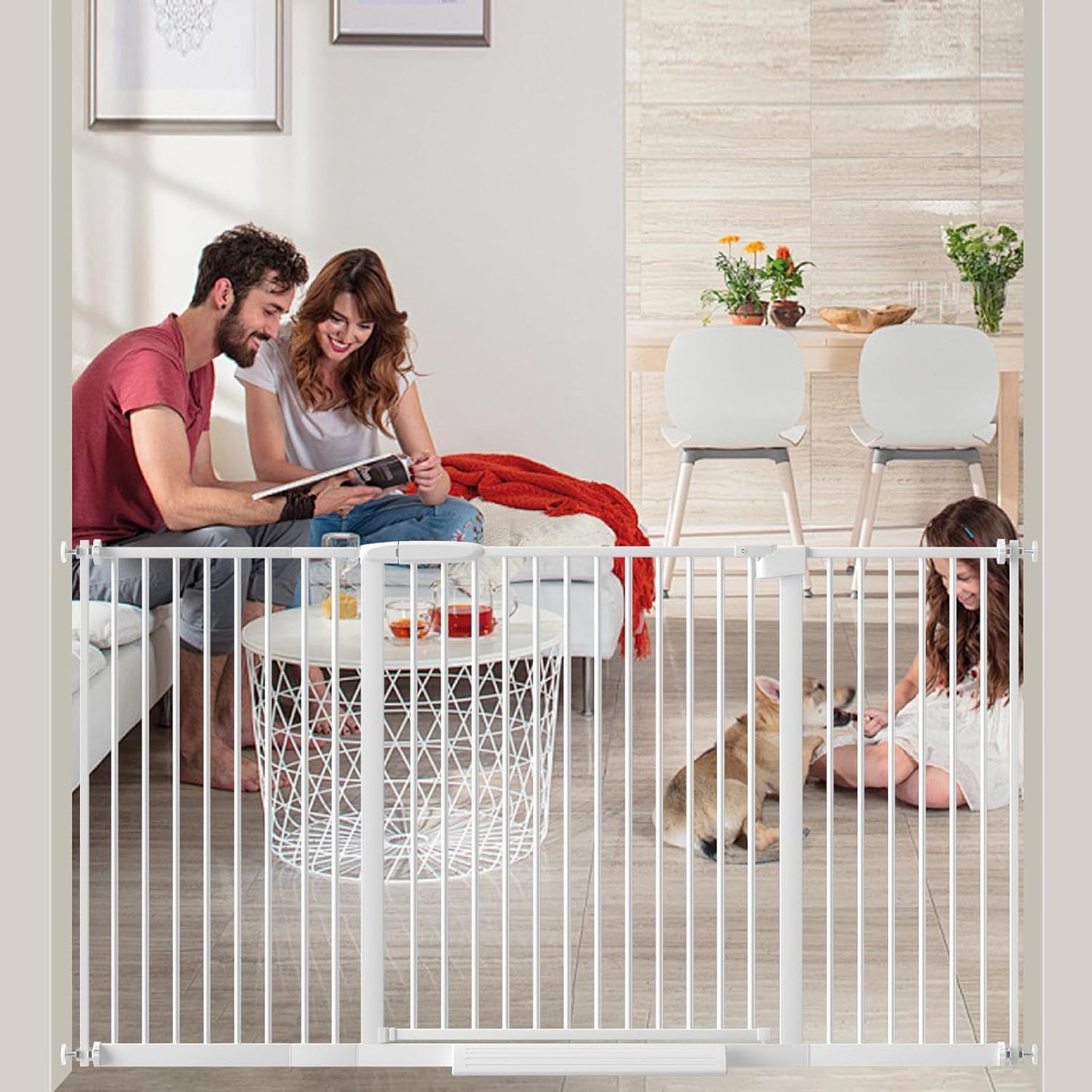 Extra Wide Baby Gate with Double Lock for Pets and Kids