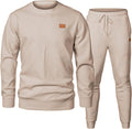 Men's Knit Jacquard Tracksuit Set - Pullover Hoodie & Joggers