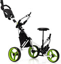 GYMAX Foldable 3-Wheel Golf Cart - Adjustable & Lightweight!