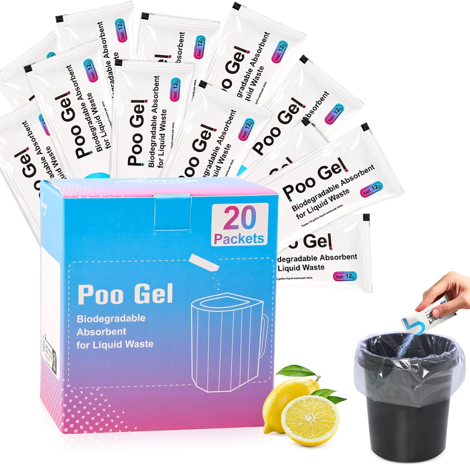 Super Eco Absorbent Poo Gel Packets - Camping Essential