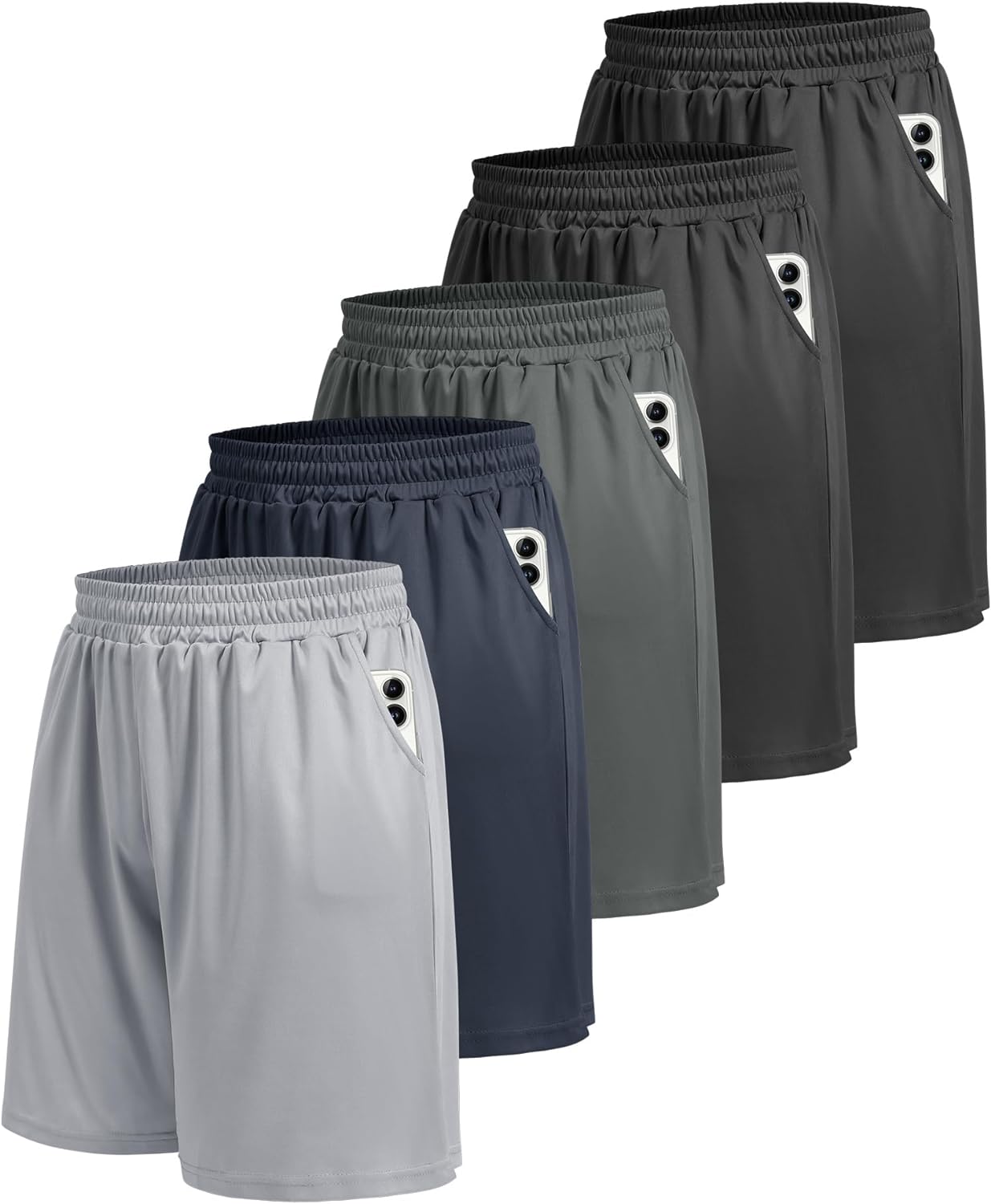 5 Pack Athletic Gym Mens Shorts for Quick Dry Basketball Use