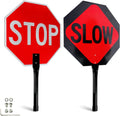 Stop Slow Sign with Metal Handle - Reflective 18in Traffic Sign