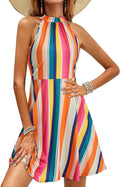 Women's Halter Neck Floral Summer Sundress - Fit & Flare Style