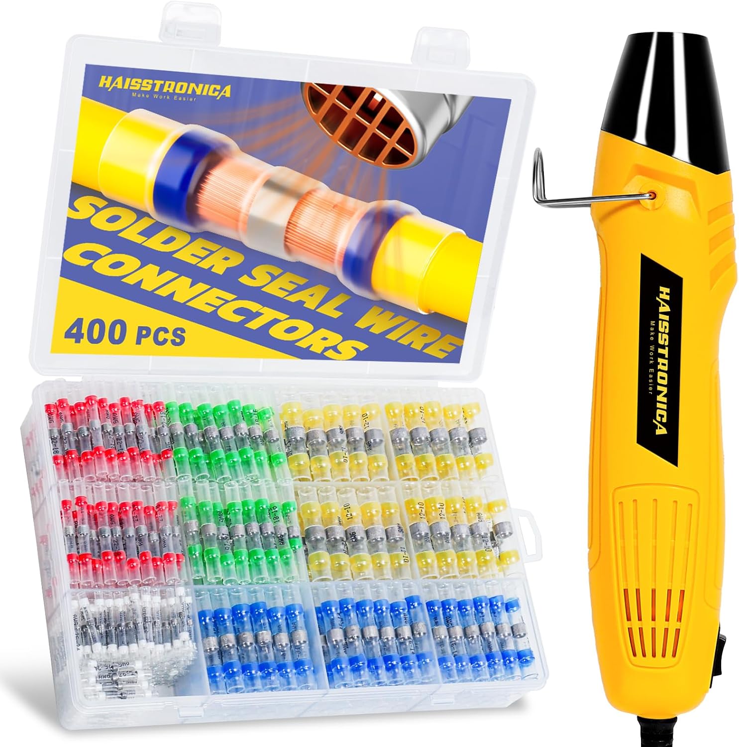 Solder Seal Wire Connectors Kit with Heat Gun for Quick Repairs